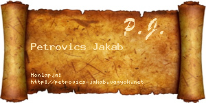 Petrovics Jakab névjegykártya